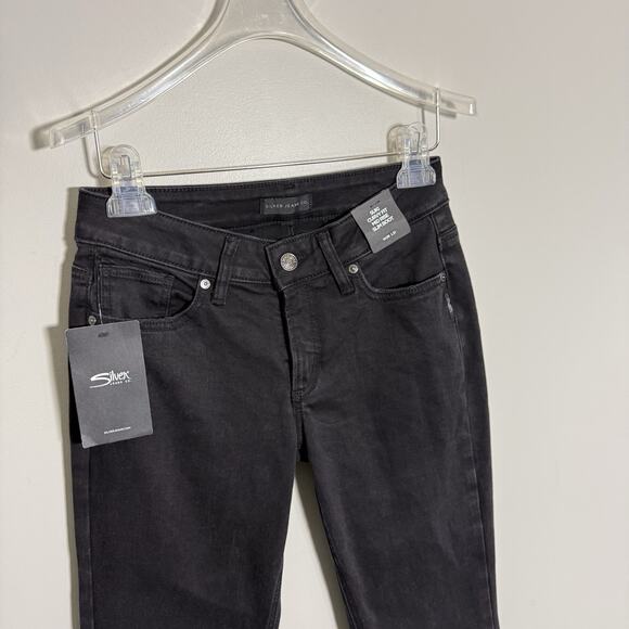 Silver Jeans Suki Mid Rise Curvy Fit Slim Bootcut Jeans 26/31 Black Washed New - Picture 2 of 7